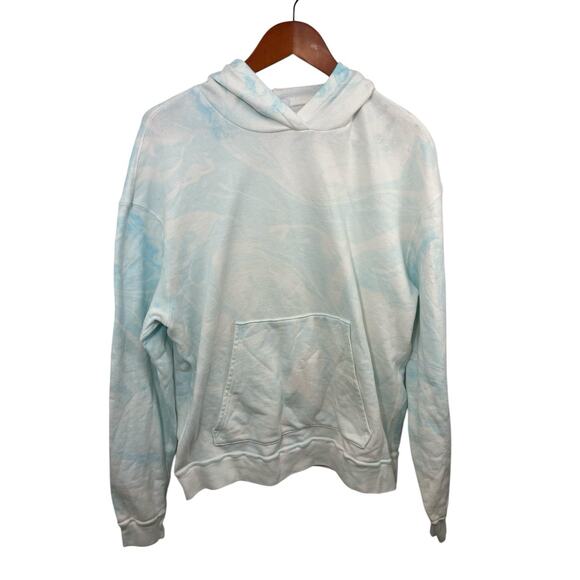 John Elliott White Sky Blue Hoodie Marble Swirl Streetwear Sweatshirt Medium - Picture 4 of 6